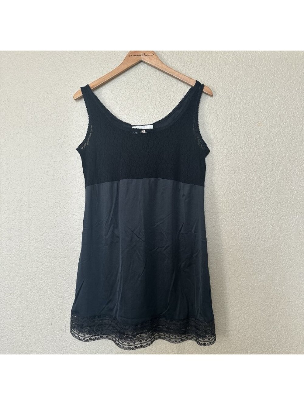 Vintage Motherhood Maternity Black Nightgown Lingerie Lace Rosette Medium‎